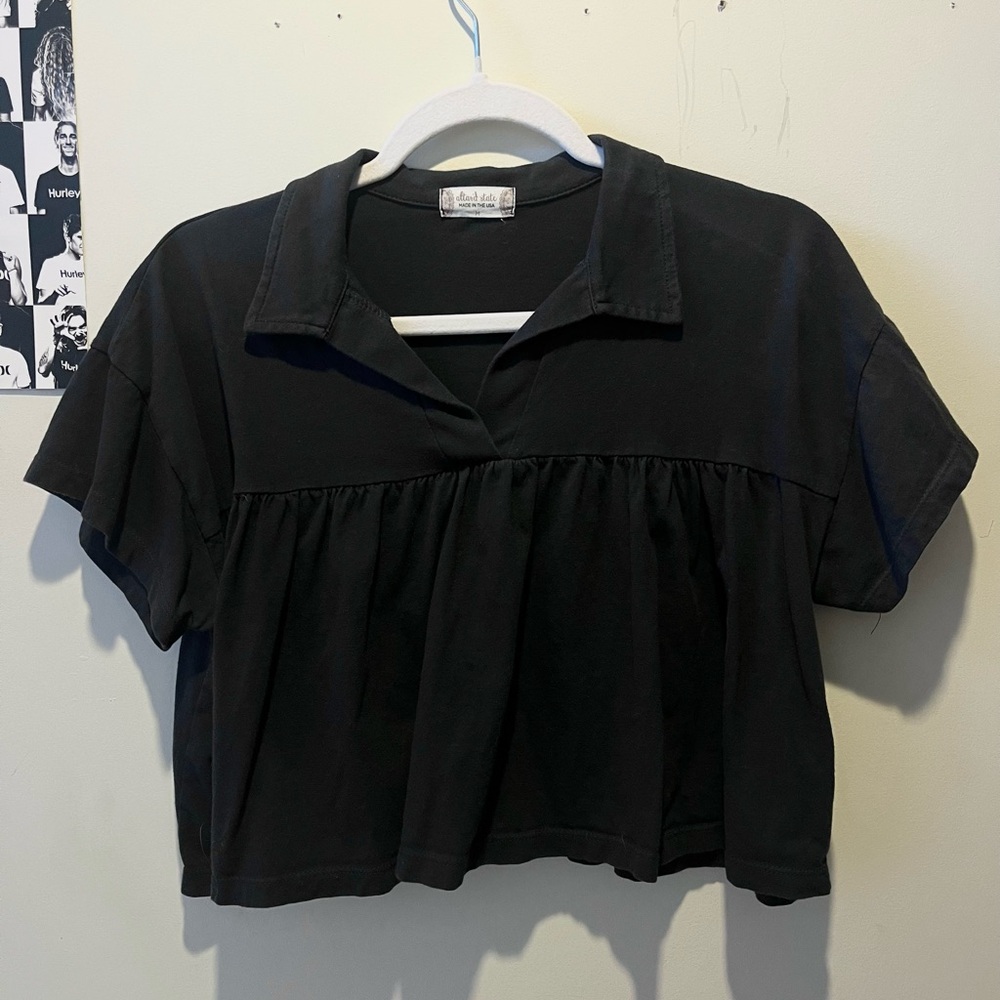 Altar'd State Black Flowy Crop Top